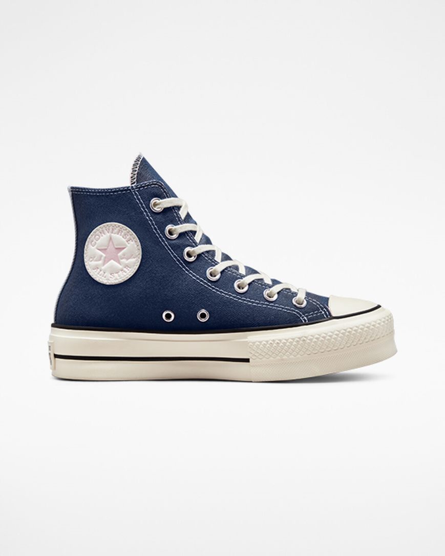 Dámské Boty Na Platformy Converse Chuck Taylor All Star Lift Denim Vysoké Tmavě Blankyt Oranžové Růžové | CZ DYLN20